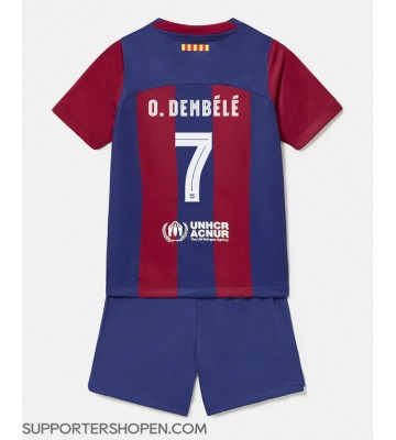 Barcelona Ousmane Dembele #7 Hemmatröja Barn 2023-24 Kortärmad (+ korta byxor)